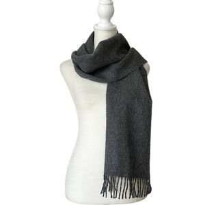 Fringed Peruvian Baby Alpaca Winter Neck Scarf‎ in Charcoal Gray Unisex One Size
